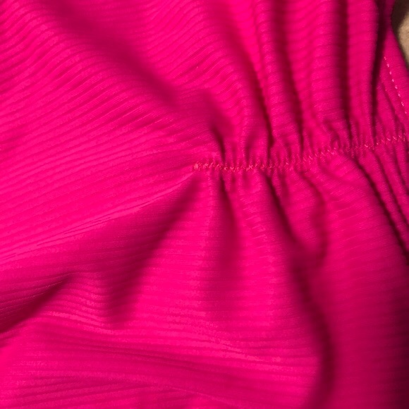 NWOT [California Waves] Hot Pink Ribbed & Ruched Swimsuit Bottom, Womens Sz L - Picture 5 of 7